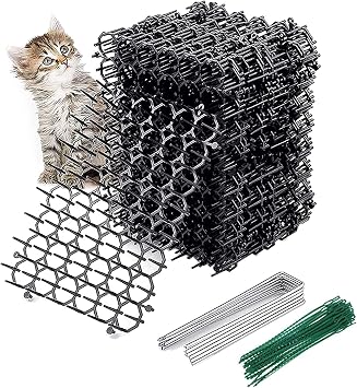 12 Pcs Cat Scat Mat with Spikes, Animal Spike Repellent, Garden Pickle Strip Dig Stopper Cat Deterrent Spike