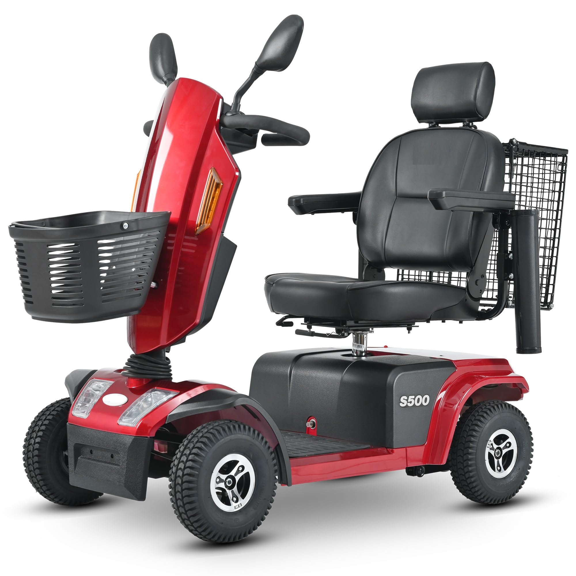 500 lbs Capacity Mobility Scooter with Seat,All Terrain Heavy Duty 4 Wheels Mobility Scooters for Adults & Seniors Foldable for Elderly,Folding Power Electric Motorized Wheelchair,28 Miles (red)
