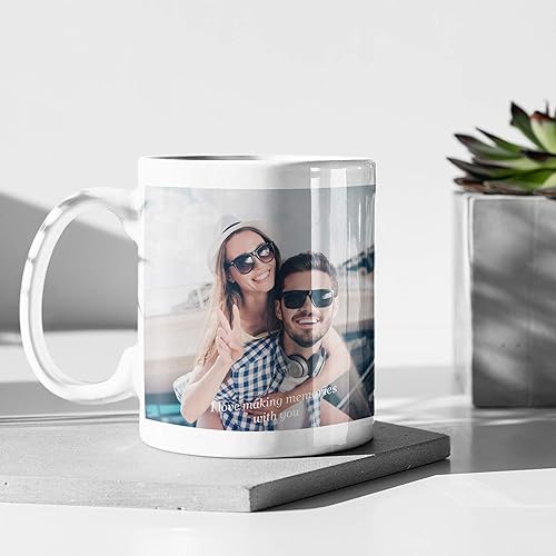 Miniatura 15 de Tazas de café con foto personalizadas, 15 onzas, rosa con imagen, texto, regalos personalizados, taza de cerámica personalizada, gran regalo de foto