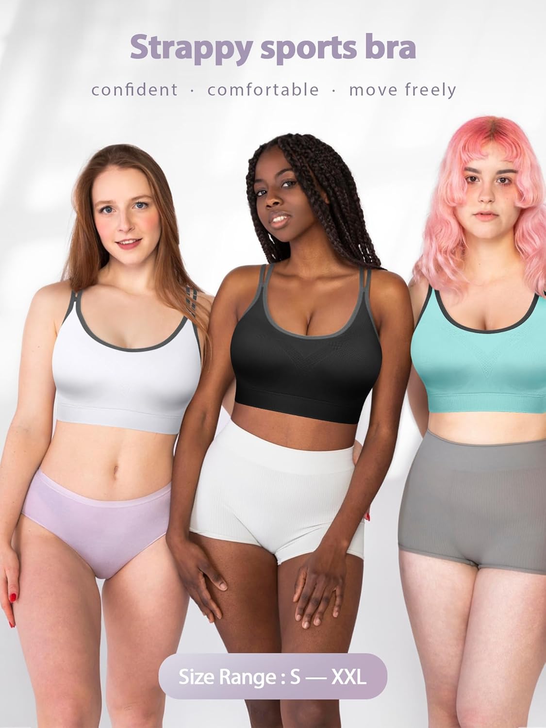 VEQKING Strappy Womens Sports Bras Cross Back for Running Removable Padded Workout Yoga Bras Pack Gifts - Image 3