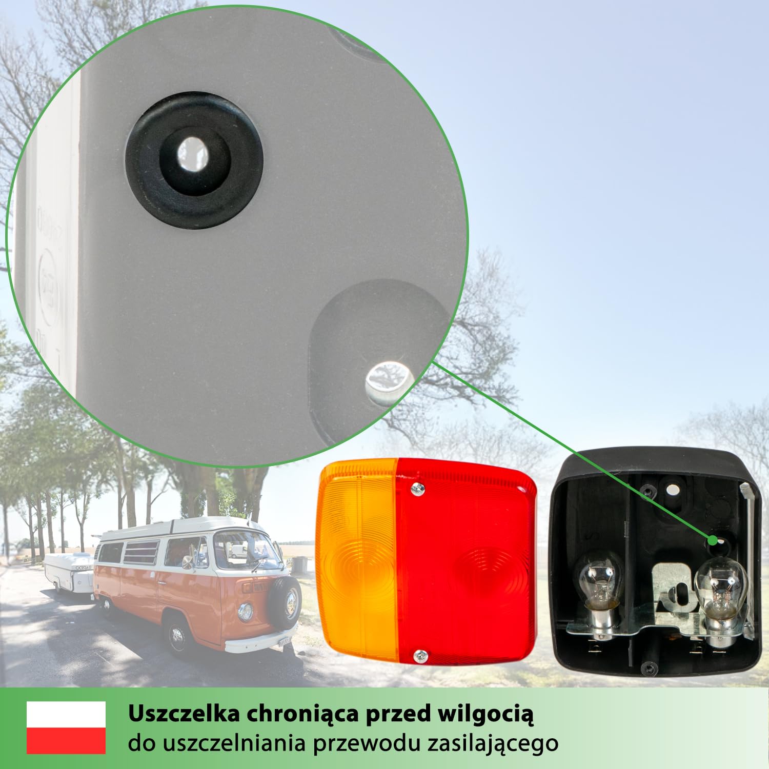 fouraces tylne światła przyczepy - 2 zestawy, ze schematem elektrycznym i oświetleniem tablicy rejestracyjnej, tylne światło, tylne światło, akcesoria, światło, lampy do samochodu, samochód