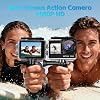 Cámara de acción de doble pantalla, cámara a prueba de agua 1080P 16MP, color negro | cámara subacuática hasta 40 metros, con 2 baterías de 1050mAh, tarjeta de 16GB y accesorios completos para casco, bicicleta, etc. 3