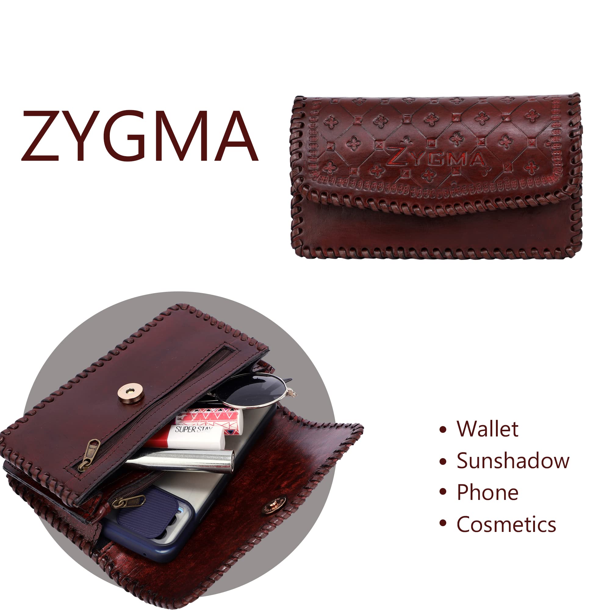 zygmaHandmade Genuine Leather Clutch Purse, Hard Leather Clutch for Women