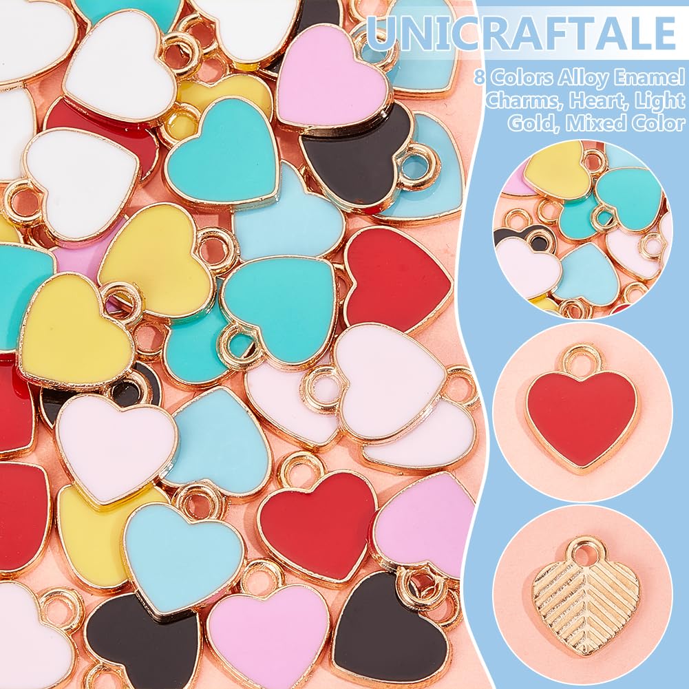 UNICRAFTALE about 48pcs Heart Charms 8 Colors Enamel Love Heart Charms Small Cute Valentine's Day Pendant for Valentine Gifts Keychains Earrings Bracelets Necklaces Jewelry Making - Image 4