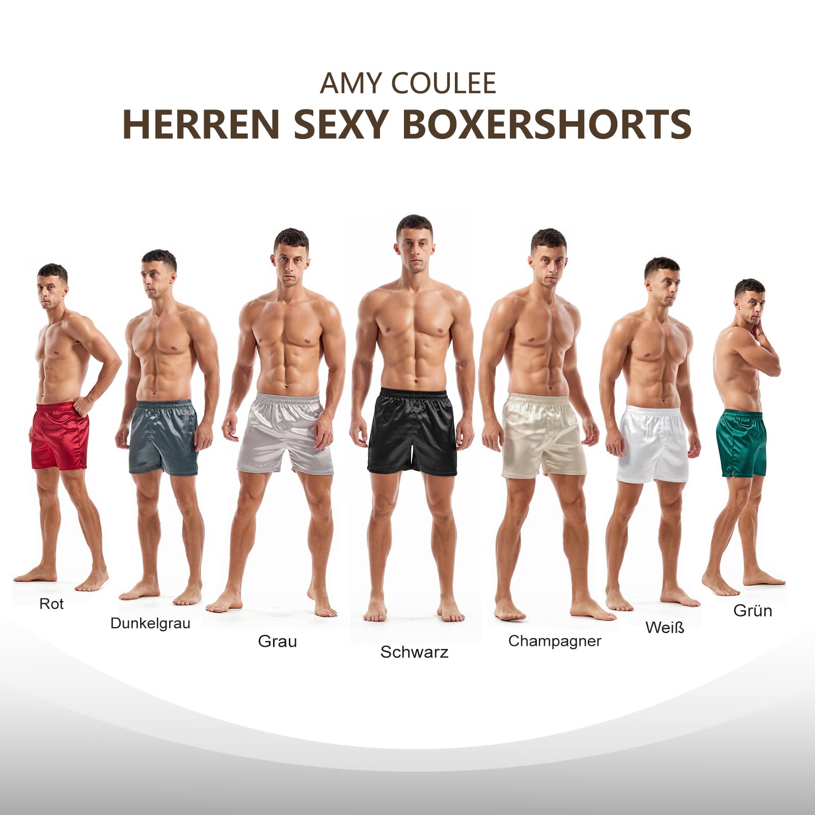 Amy Coulee Satin Schlafshorts Herren Nachtwäsche Boxershorts