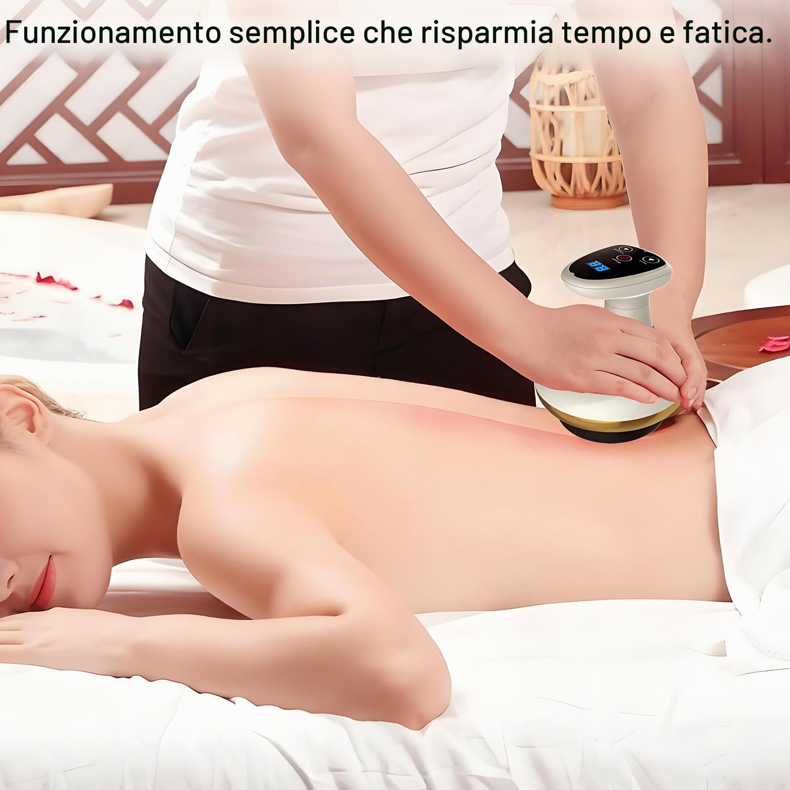 Gua Sha - Massaggiatore elettrico 4 in 1, testa a vuoto con 9 livelli e 9 livelli di riscaldamento, ricaricabile e senza fili, dispositivo per modellare la cellulite e le tensioni muscolari, regalo di