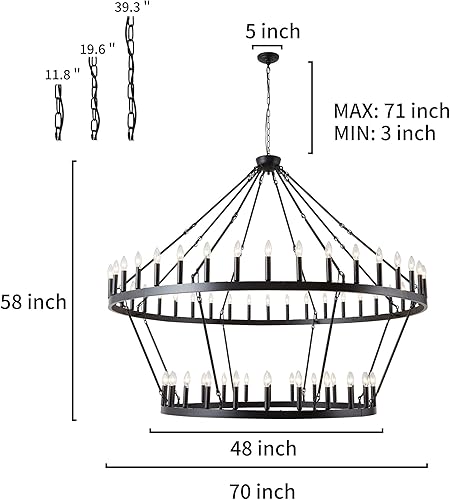 Miniatura 8 de XILICON Lámparas de comedor sobre la mesa, 3 luces negras de granja, lámpara colgante lineal industrial negra para isla de cocina, lámpara de vela