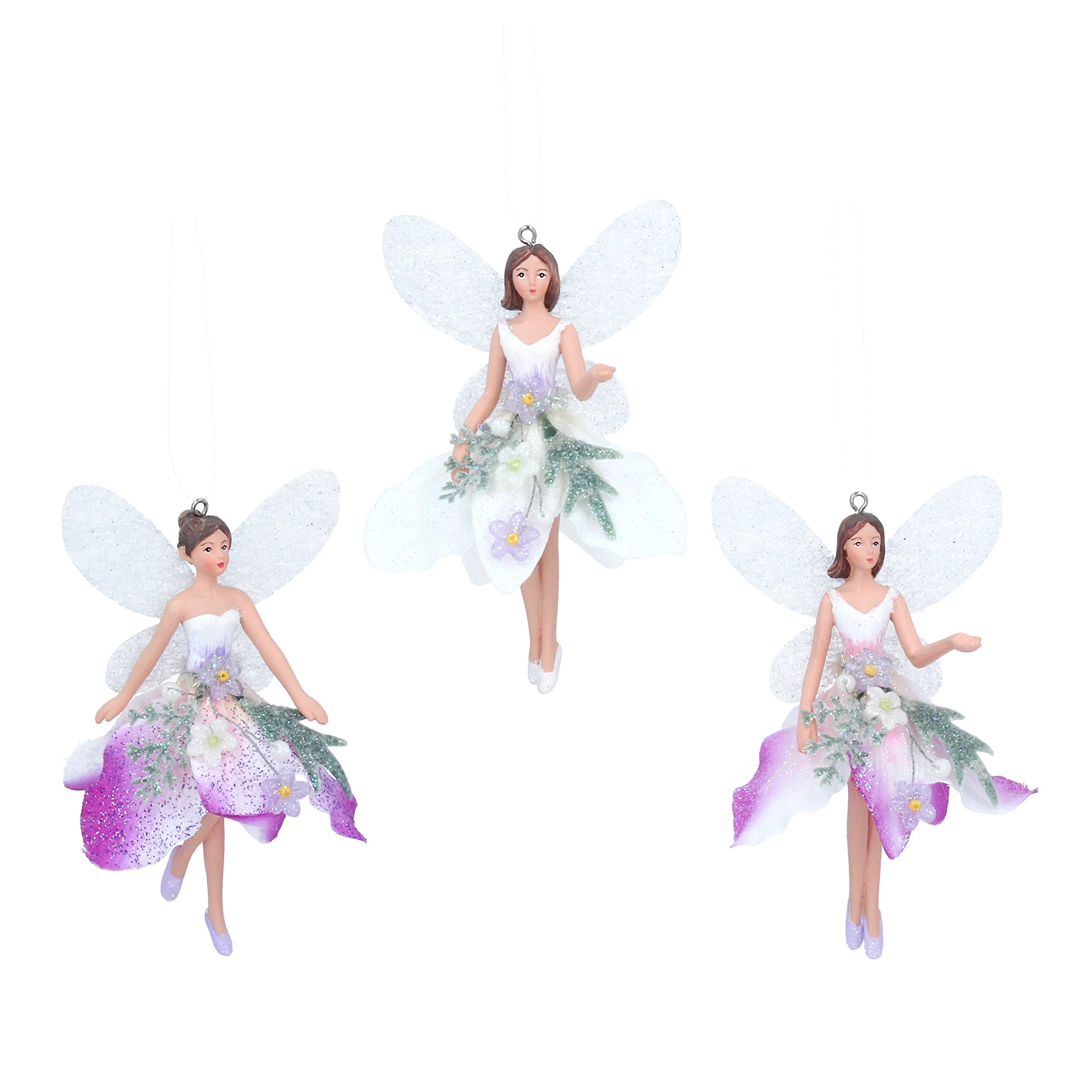 Gisela White Graham Winter Dreams Lilac And Resin And Fabric 10 Centimetre Fairy Decoration Set Of 3