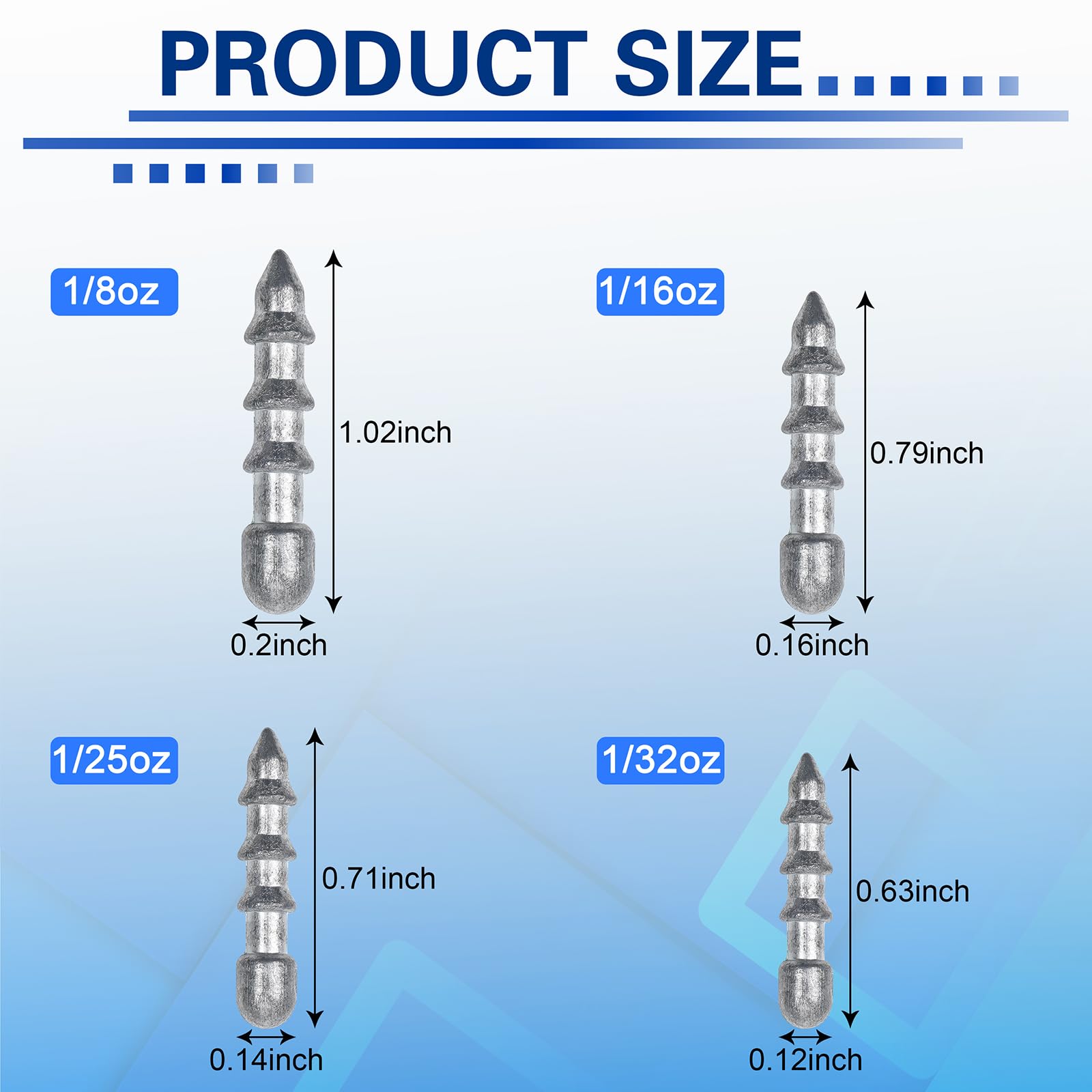 Fishing Nail Weights Insert Sinkers Fishing Weights Worm Bass Fishing Sinkers Weights for Soft Plastic Lures Wacky Rig Neko Rig Fishing Tackle 4 Sizes