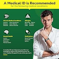 Vista 4 de Pulseras médicas mejoradas para hombres y mujeres con código QR, pulseras de identificación de alerta médica - Brazalete de acero de titanio, se