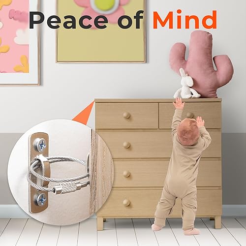 Miniatura 2 de Paquete de 12 anclajes para muebles, correas antipuntas para muebles a prueba de bebés, anclaje de pared para muebles, correas de terremoto para