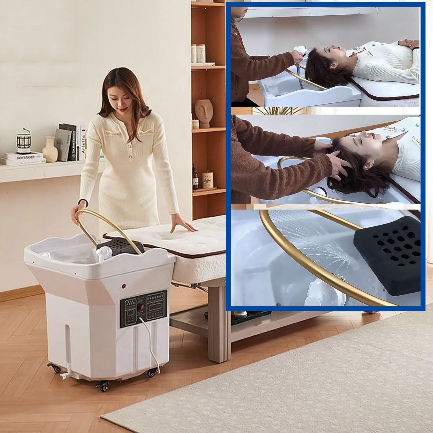 Amazon.co.jp: モバイルヘッドスパ洗面器 業務用日本製水循環洗髪器