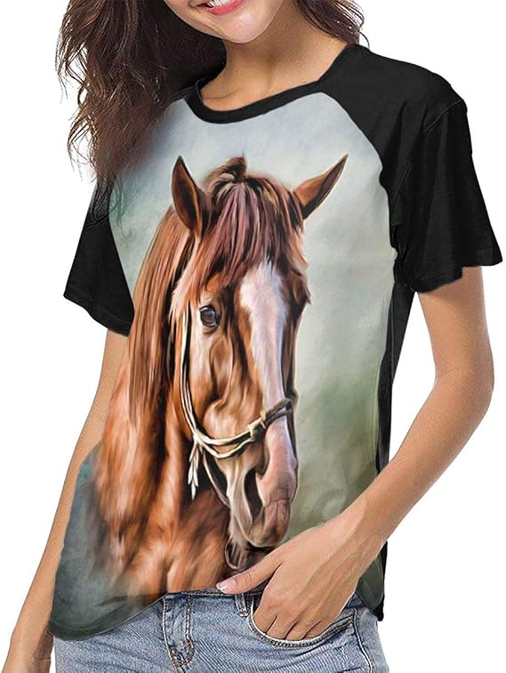 Amazon Co Jp 馬の絵 さん シャツ 半袖 薄手 カットソー カジュアル トップス オリジナル プリント シンプル ファッション ファッション