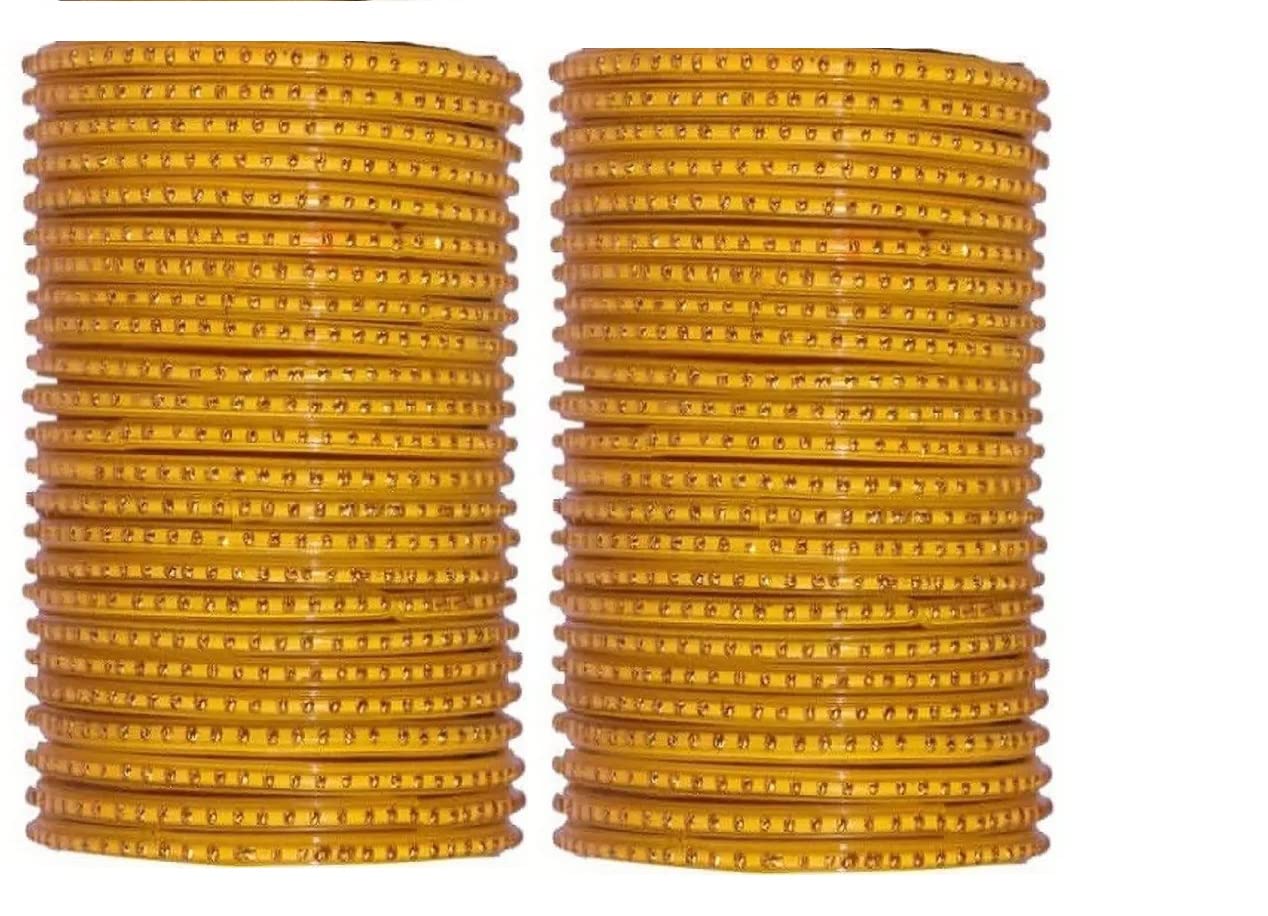GLASS EMPIRE ZARI WORK OF GLASS BANGLES SET FOR WOMEN (PACK OF 48) (2.8, YELLOW) (B0BJBJXPPX) Amazon Price History, Amazon Price Tracker