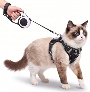 Luxelle Escape-Proof Cat Harness and Leash Set – Adjustable No Pull Soft Vest with 360° Reflective Straps, Built-in Pocket & Wrist Strap, Breathable Mesh Outdoor Harness for Cats & Kittens