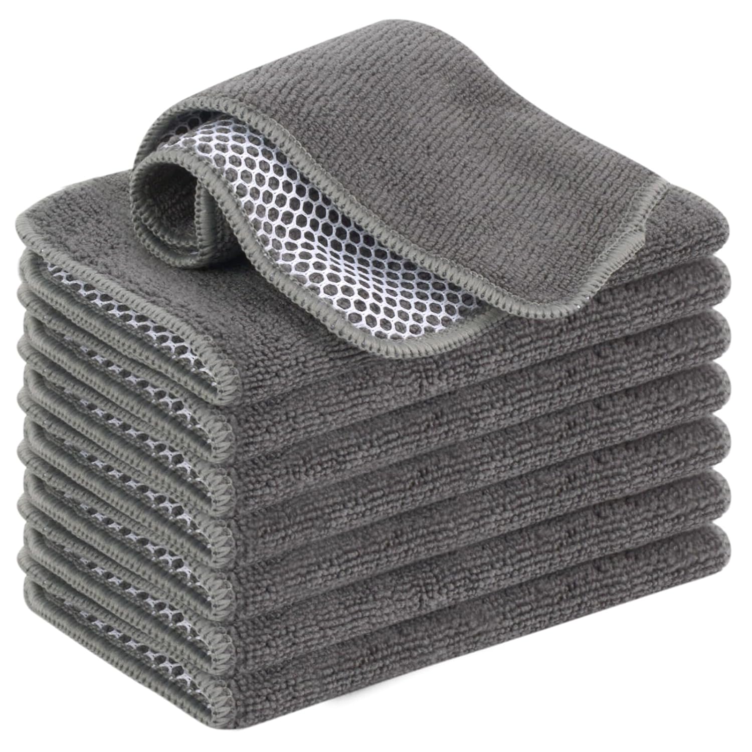 VIVOTE Microfiber Cleaning Cloths Washable Dishcloths with Polyester Mesh Scrubbing Edge Dishcloths Kitchen Household Wipes Kitchen Dish Cloth