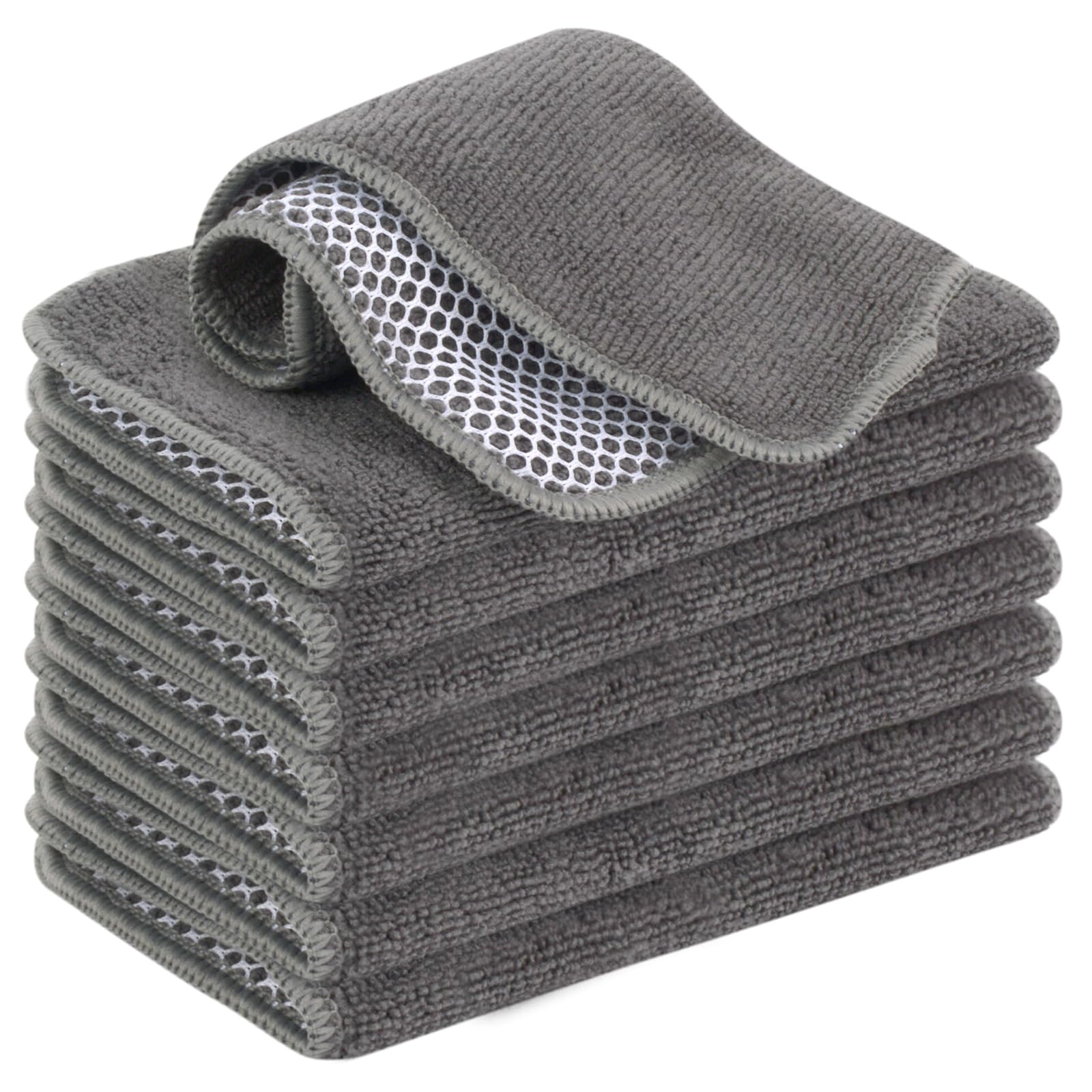 VIVOTE Microfiber Cleaning Cloths Washable Dishcloths with Polyester Mesh Scrubbing Edge Dishcloths Kitchen Household Wipes Kitchen Dish Cloth