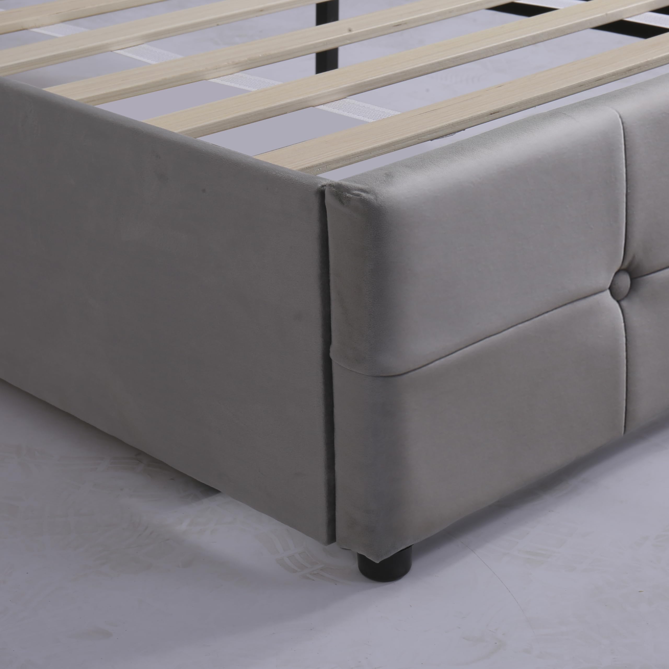 Cama hidráulica de material elevador con espacio de almacenamiento, somier de láminas de metal, funda de terciopelo, ahorra espacio para apartamentos pequeños