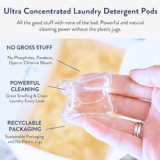 THE CLEAN PEOPLE Laundry Detergent Pods - Hypoallergenic Laundry Pods - Ultra Concentrated, Recyclable Packaging, Stain Fighting - Spring Scent, 32 Pack