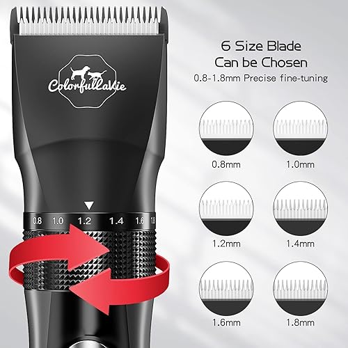 Miniatura 6 de Kit de aseo para perros de 2 cuchillas, cortaúñas lavables para el aseo, cortapelos profesionales de bajo ruido para abrigos gruesos, suministros