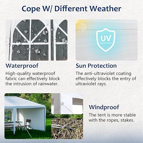 Miniatura 5 de Tienda de campaña al aire libre de 10 x 30 pies para fiestas, bodas y cumpleaños, con 8 paredes laterales extraíbles con ventanas transparentes