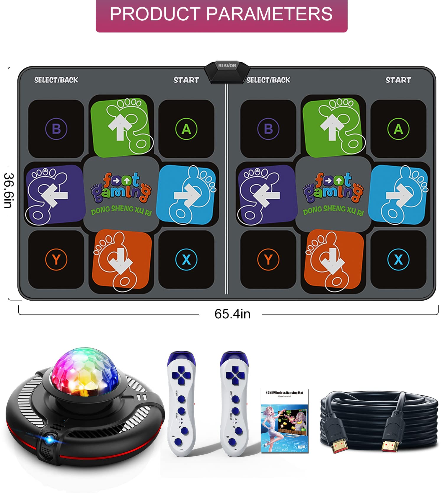 HAPHOM Dance Mat for Adult Kids, Electronic Dance Mat for TV, Portable HDMI Wireless Musical