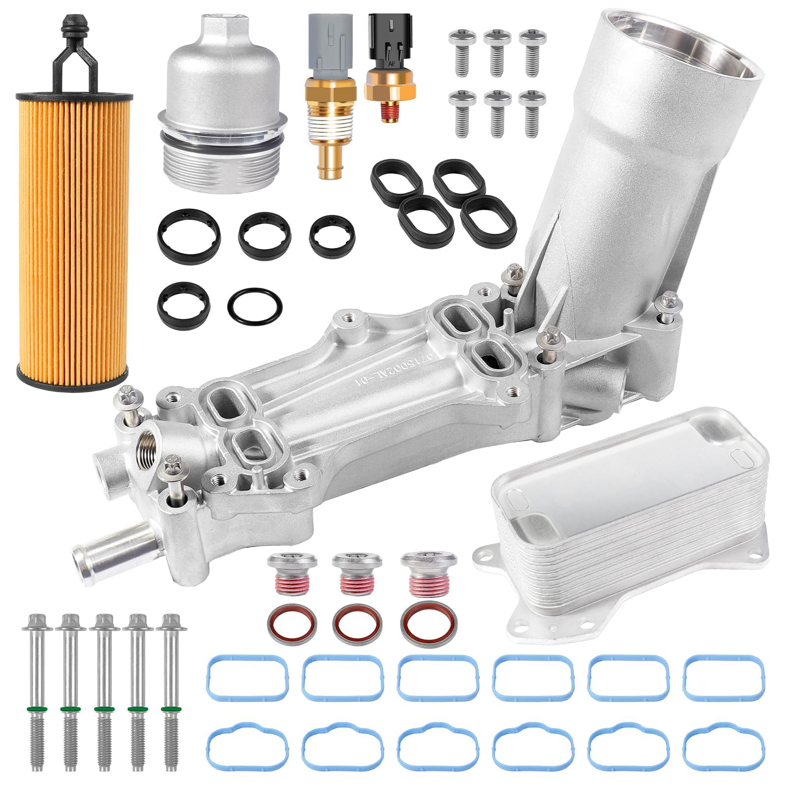 Oil Cooler Engine Oil Filter Housing Assembly Full Aluminum Kit for 3.6L Jeep Grand Cherokee Wrangler 2012-2016