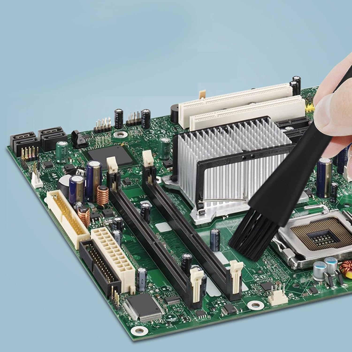 8-Piece Anti-Static Cleaning Brush Kit for Circuit Boards, Motherboards, CPUs, USB Ports, Laptops & Cameras — Conductive PA Bristles + Conductive PP Handles, Multiple Sizes, Black