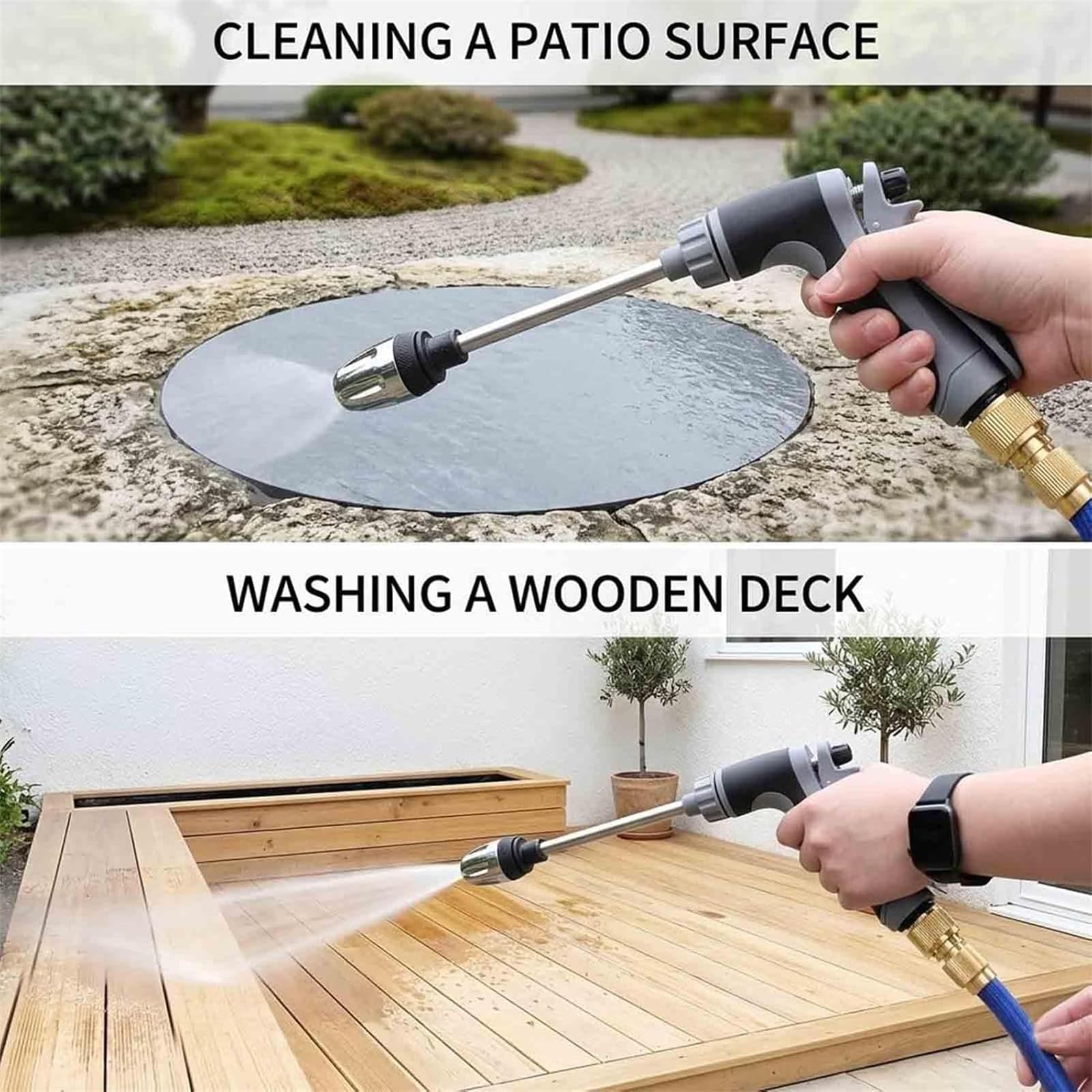 Lavadora a presión, boquilla de alta presión con 3 modos de pulverización, 15 veces más potente que las mangueras, fácil de instalar para coche, patio, jardín, ajuste universal de manguera de acero