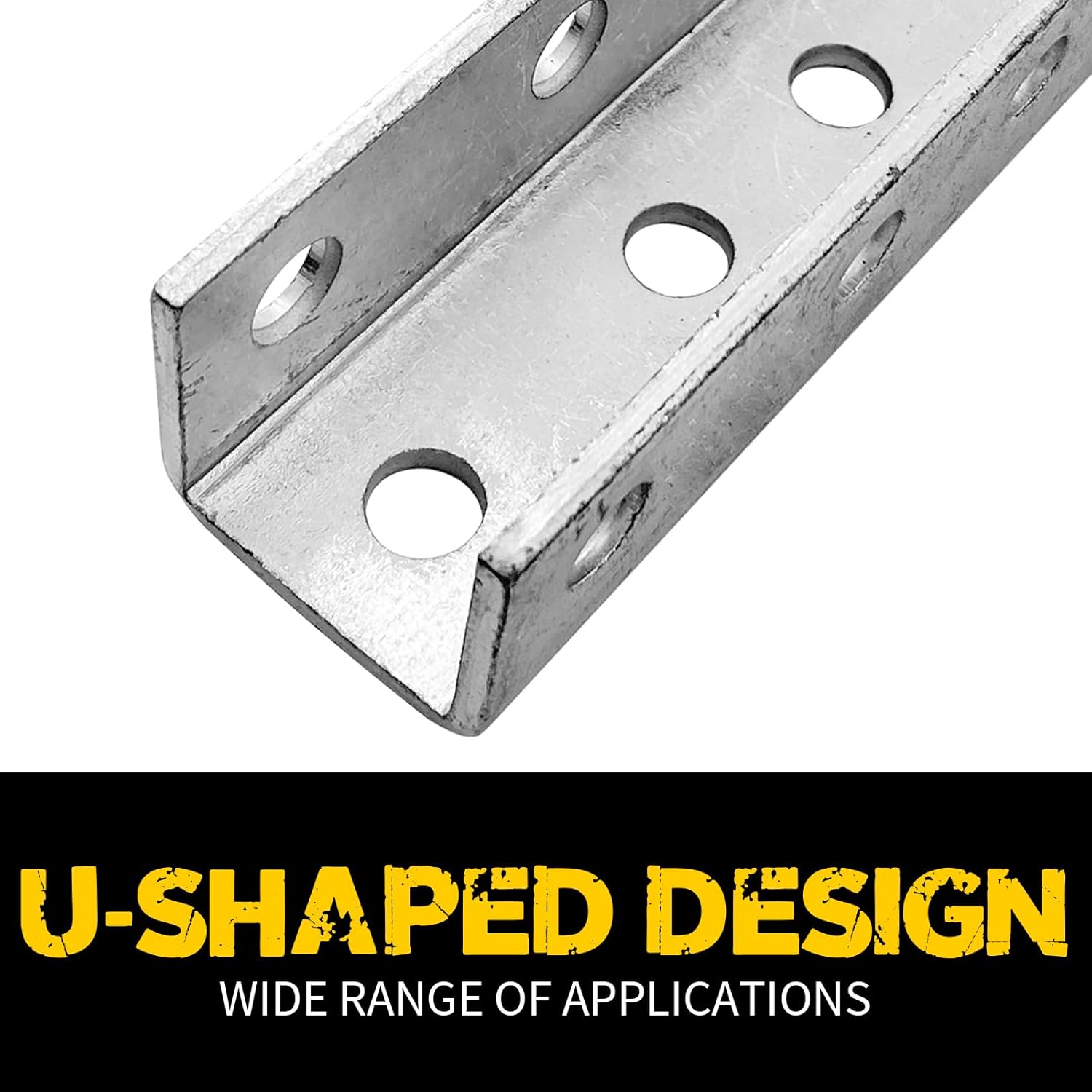 U-Shaped Brace Fitting,0.157“ Thick Heavy Duty Strut Connector Bracket External Channel Coupler for 1/2" Bolt in 1-5/8" Strut Channel,Electrogalvanized Single Channel Brace- 2Pack
