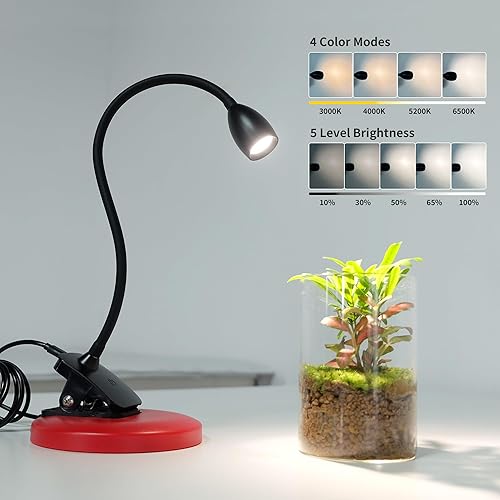 Miniatura 6 de chiphy Luces de cultivo, luz de cultivo de mesa, luz de espectro completo con clip para plantas de interior, brillo regulable, ideal para plantas