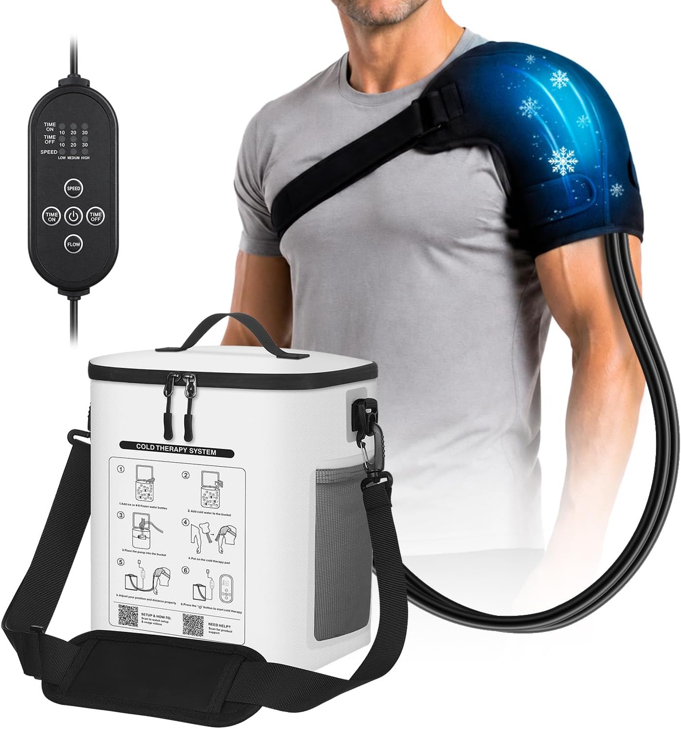 Ice Machine for Shoulder After Surgery, Cold Therapy w/Ergo Pad, Timer