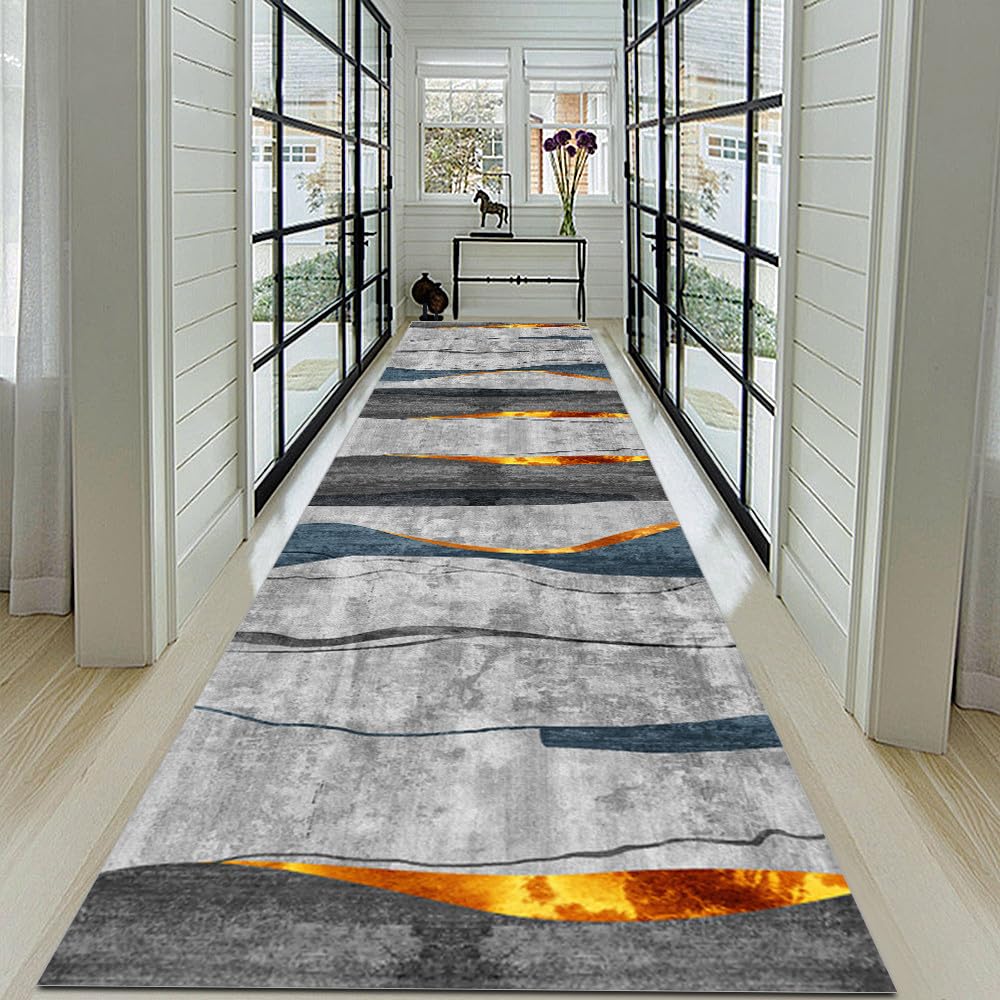 Läufer Flur Küche Waschbar rutschfest 80x150cm GrauTeppichläufer Küchenteppich Flurteppich Küchenläufer Teppichmatten Korridor Wohnzimmer Schlafzimmer Meterware Schmutzfangmatte