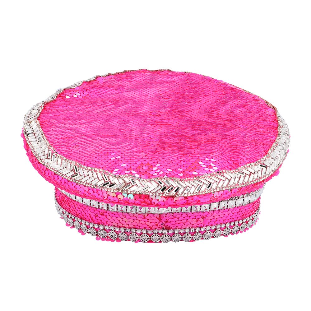 Boland 33035 - Cappello Burning Man, berretto rosa con paillettes, cappello per costumi, festival, carnevale e feste a tema