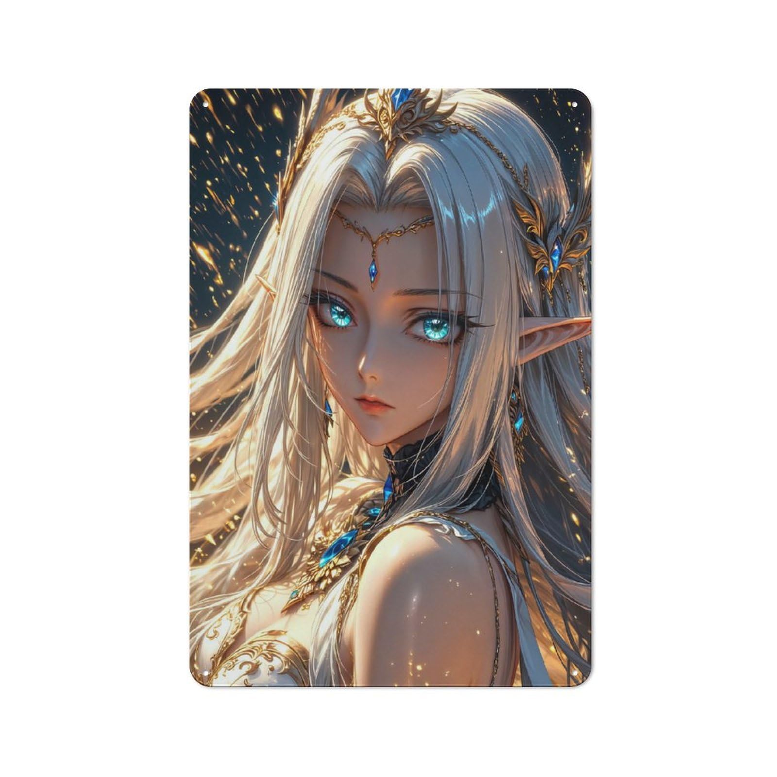 Junmoney Style-19 Garden Style Beautiful Elf Queen Tin Sign 30X20cm, Porch Wall Decor For Patio Bar, Workshop, Shed Or Kitchen
