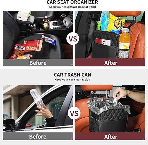 Miniatura 2 de Organizador de respaldo de asiento de automóvil, organizador impermeable para asiento trasero de automóvil con portavasos, bolsa de almacenamiento