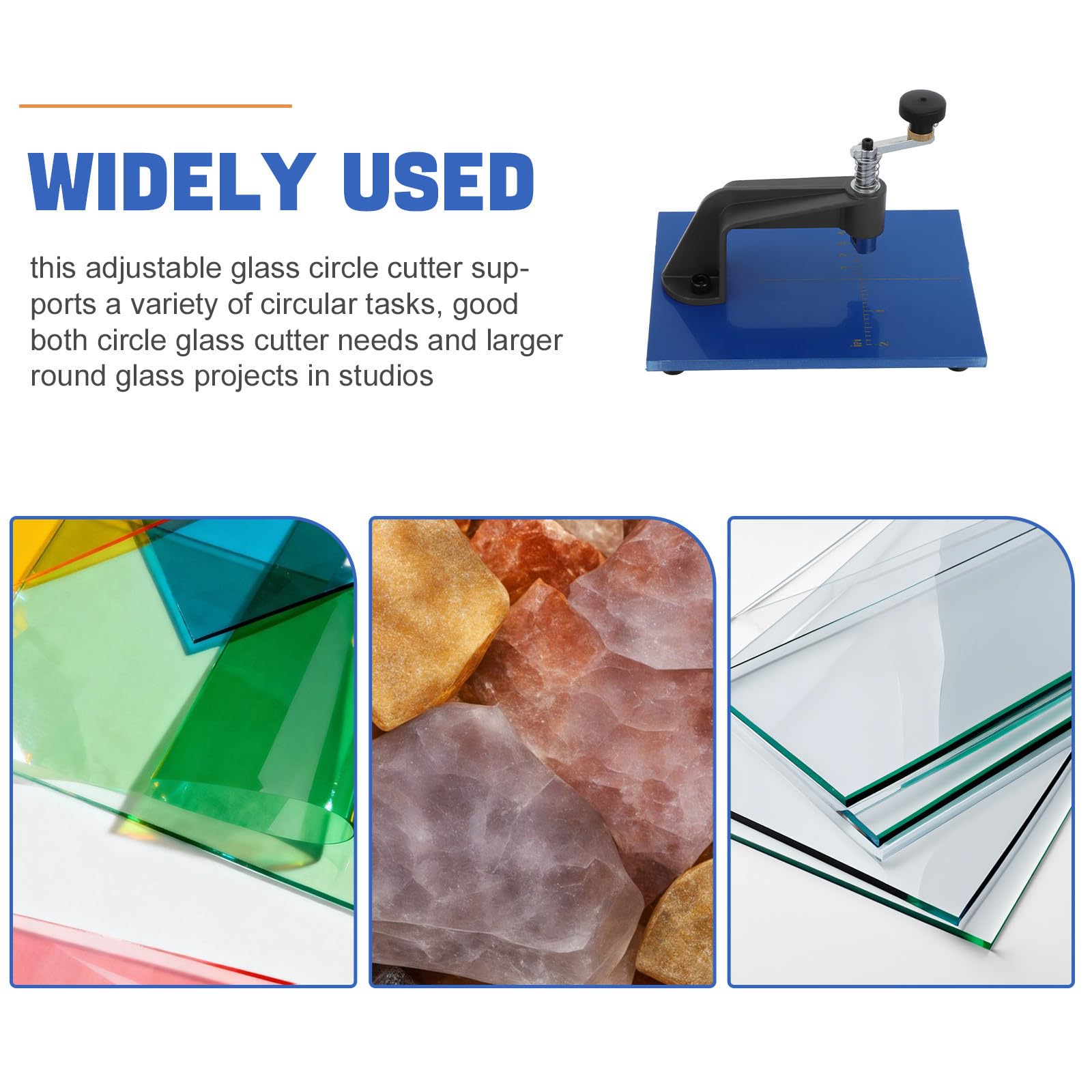 Mobestech Tagliavetro Circolare per Vetro e Lenti, Utensile Manuale Compatto, Doppia Scala, Regolabile, 10-100mm, per Mosaici e Progetti Fai da Te, PE Plastica e Alluminio