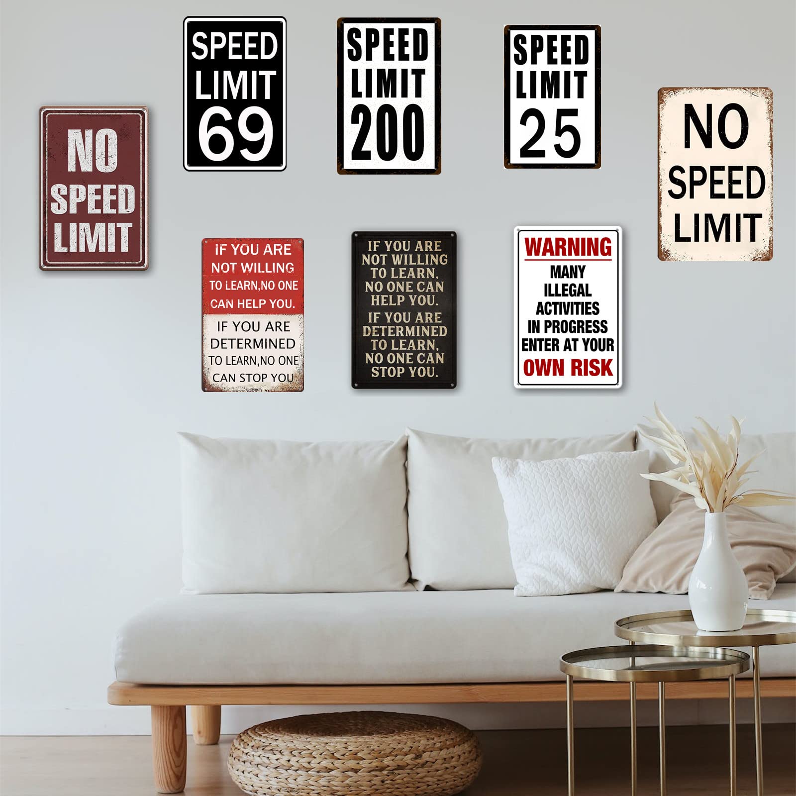 GIMIPATS Vintage Verkehrsschild 'Speed Limit' – 30,5x20,3 Cm, Aluminium, Für Innen & Außen (vorgebohrt)