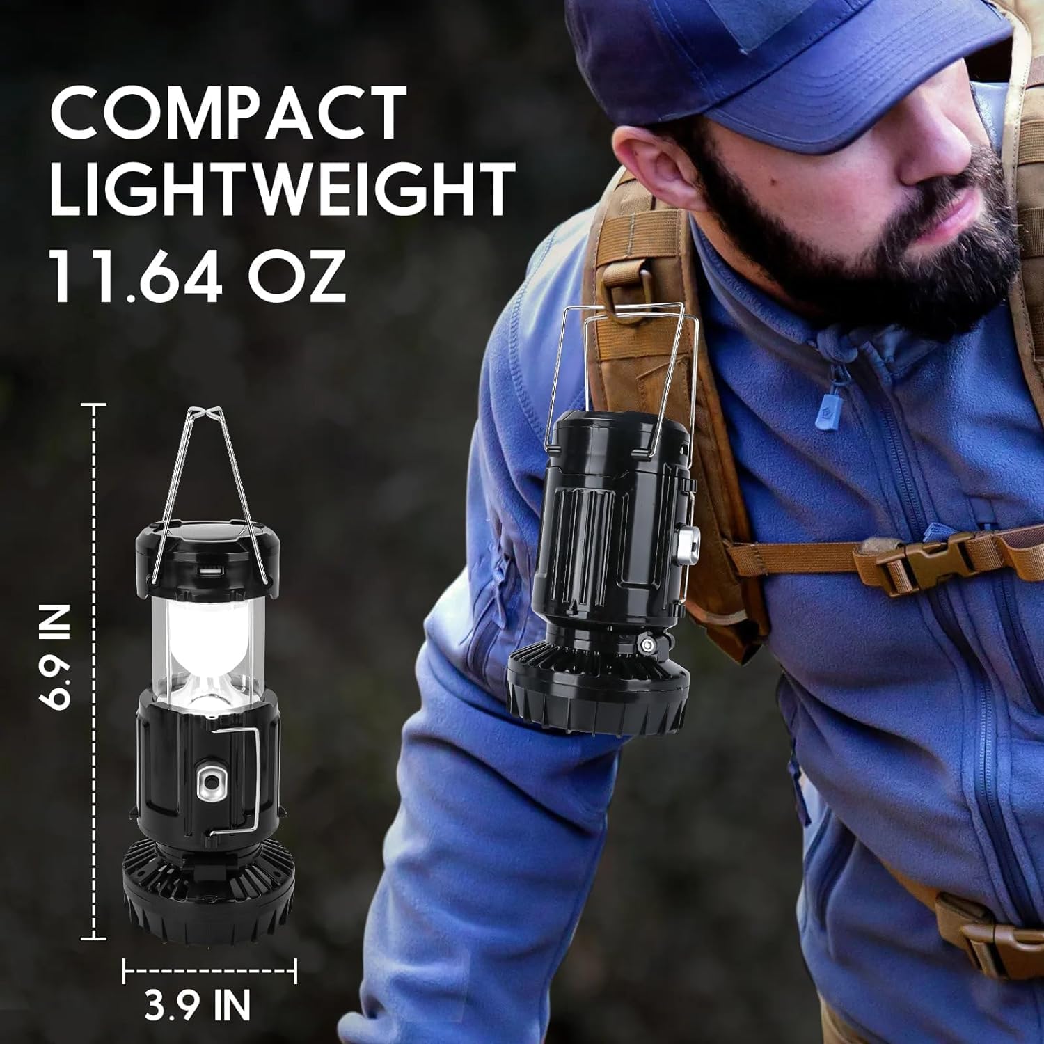 Confezione da 4 lanterne solari portatili ricaricabili - Lanterna da campeggio pieghevole leggera a LED per interruzioni di corrente, kit di sopravvivenza per tenda esterna