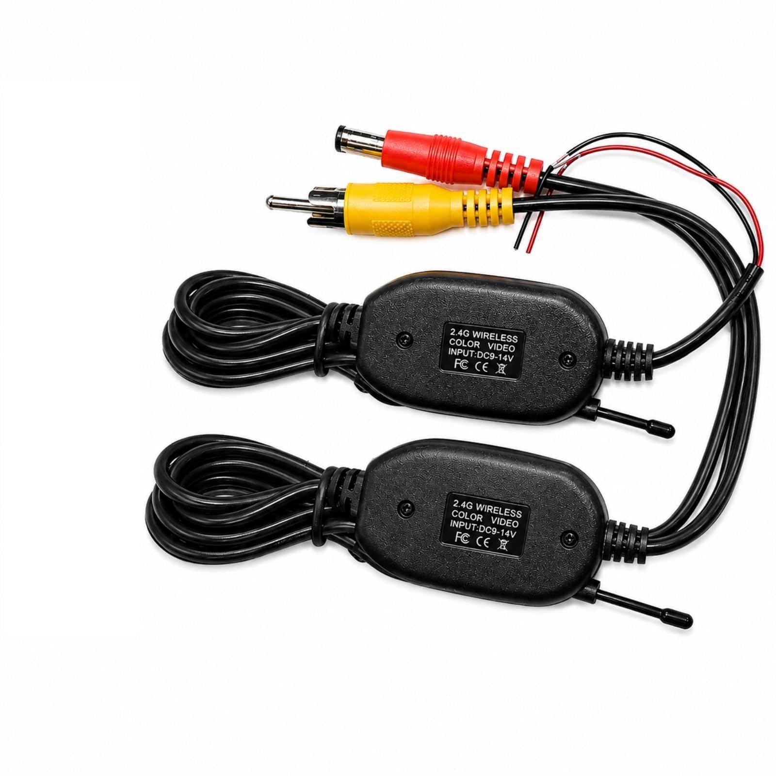 12 V/2,4 GHz Émetteur et récepteur vidéo sans Fil pour caméra de recul/caméra Frontale de véhicule Connexion Facile Via connecteur RCA