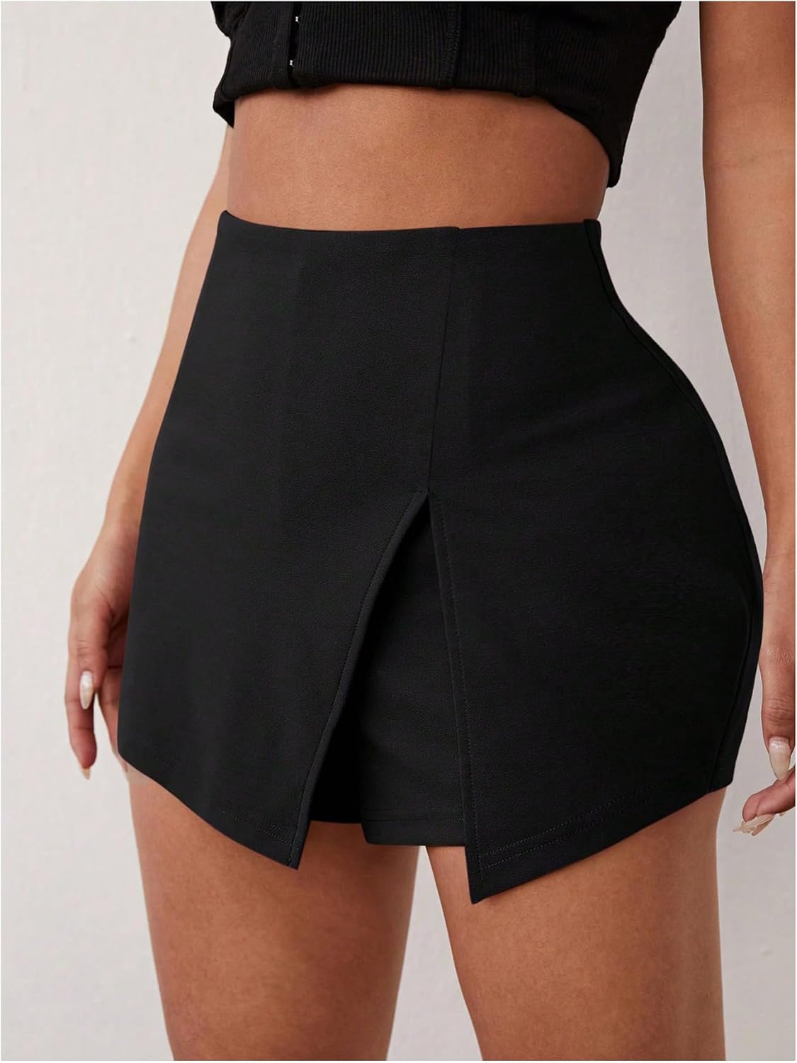 WDIRARA Women's High Waisted Split Hem Skorts Stretch Mini Skirt Shorts - Image 4
