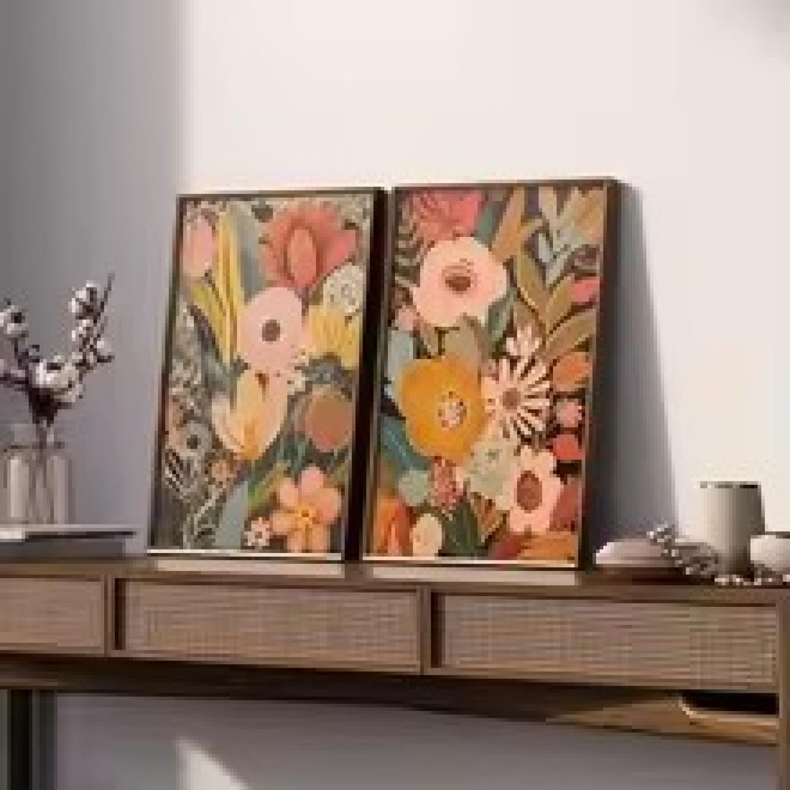Tableau canvas bouquet de fleurs impression haute définition pour salon chic - 8