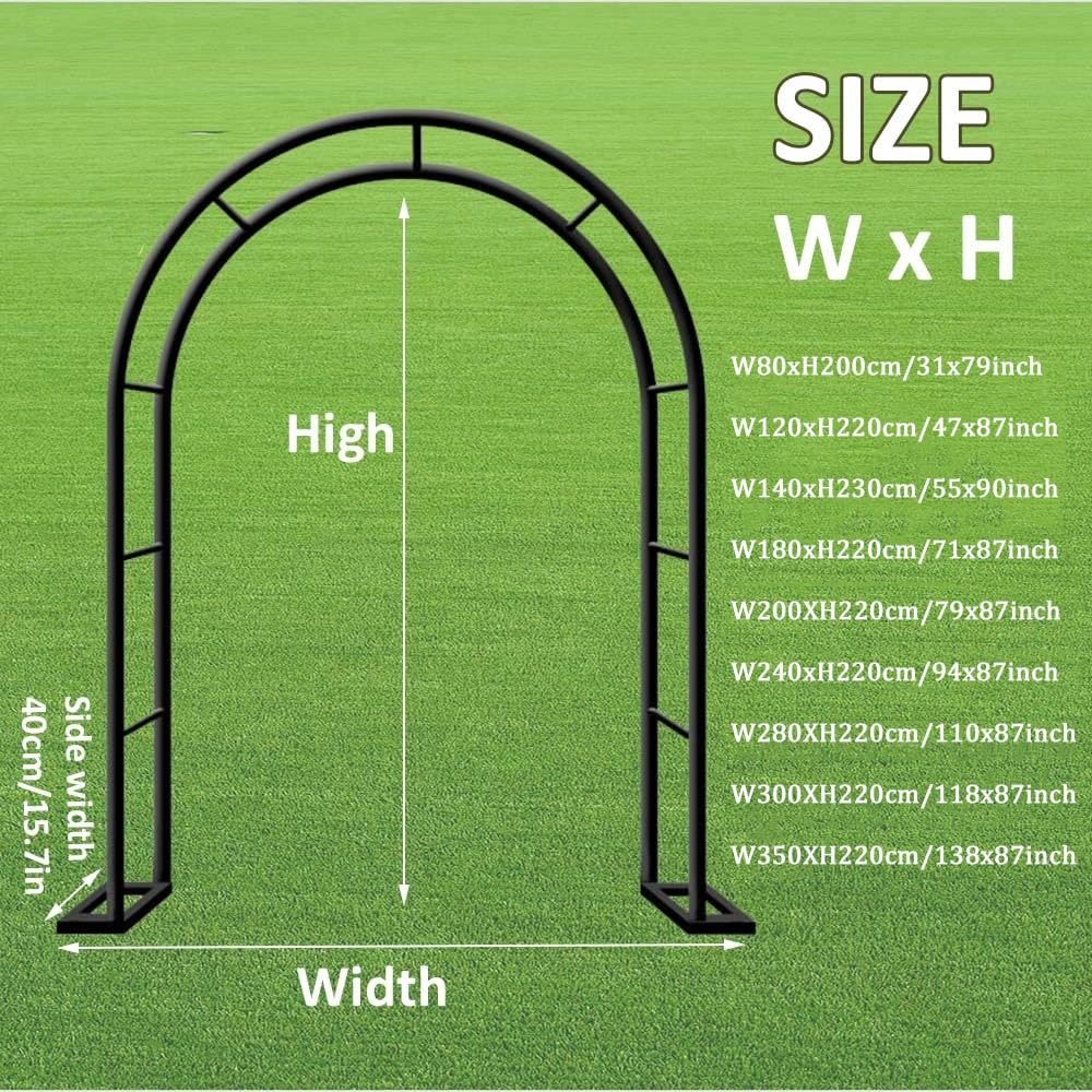 Metalowy łuk ogrodowy krata do roślin pnących - altana zewnętrzna do róż i winorośli dekoracja ślubna - czarny design 350 x 220 cm akcesoria ogrodowe