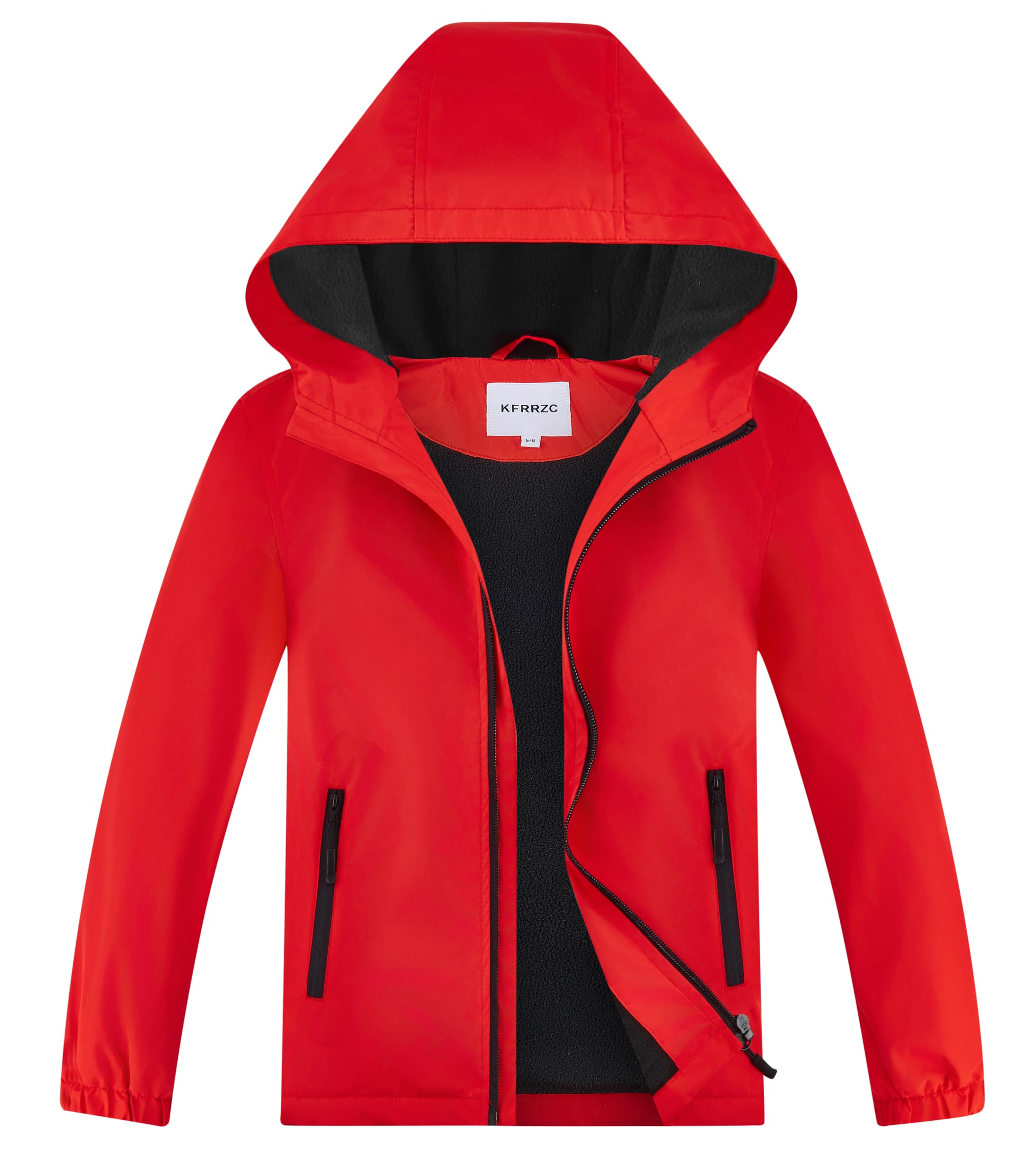 Boys Girls Waterproof Hooded Jackets Fleece Lined Rain Jackets