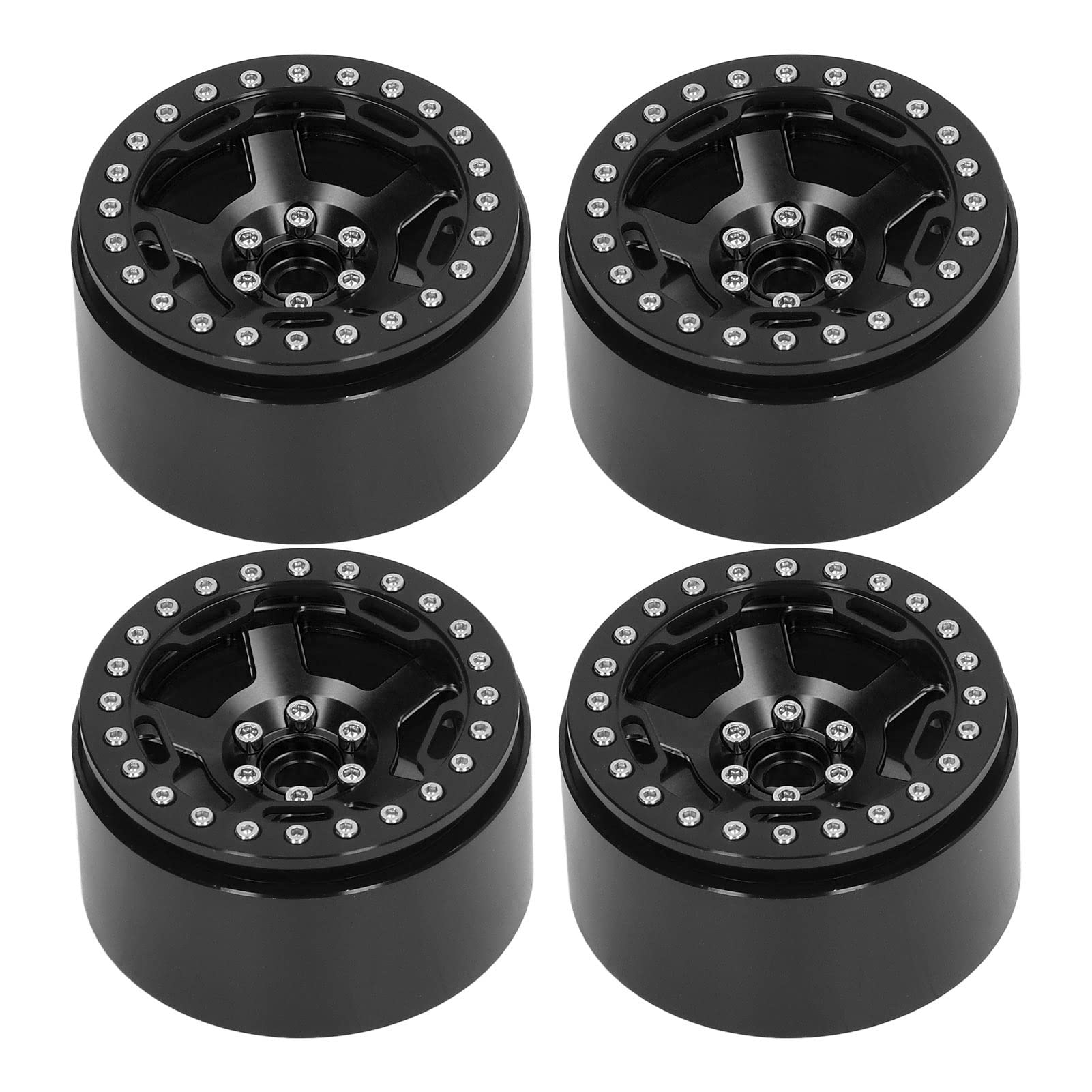 4 PCS RC Car Wheel Hub 2.2in 12mm Hex Drive Aleación de aluminio 36mm Espesor Metal Wheel Hub para 1/10 Crawler Car (Black)
