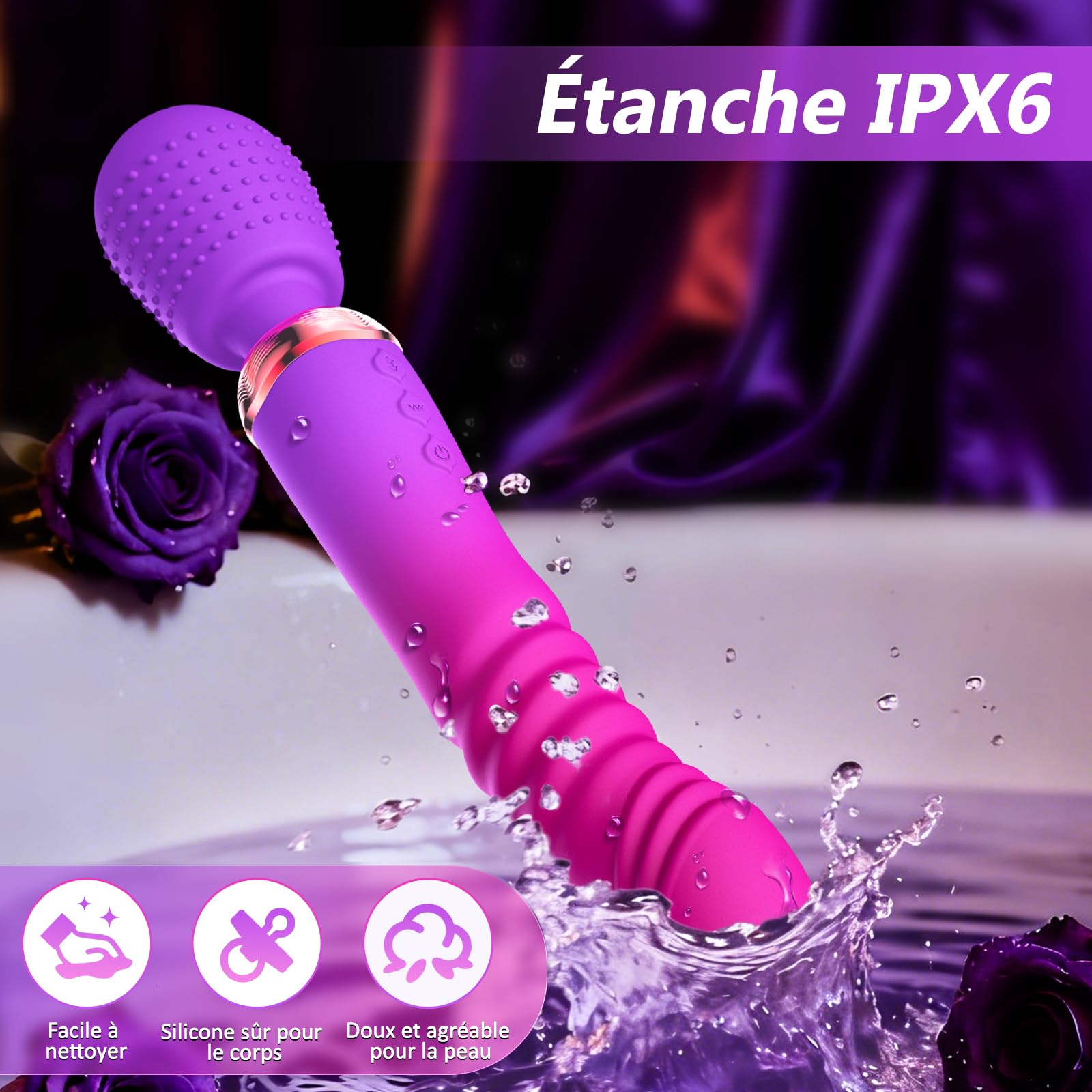 Vibromasseur Va-et-Vient Gode Vibro-Masseur Sexes Toye Femmes, Jouet Sexuel avec 10+5 Modes Vibrator et Chauffage, Sextoyse Couple Plaisir, Sex Toys Vibromasseurs Féminins Clitoridien & Point G