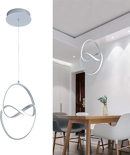 Miniatura 9 de Lámpara colgante regulable, lámpara LED moderna de pantalla ondulada de 43 pulgadas, lámpara colgante LED con altura ajustable, candelabros de