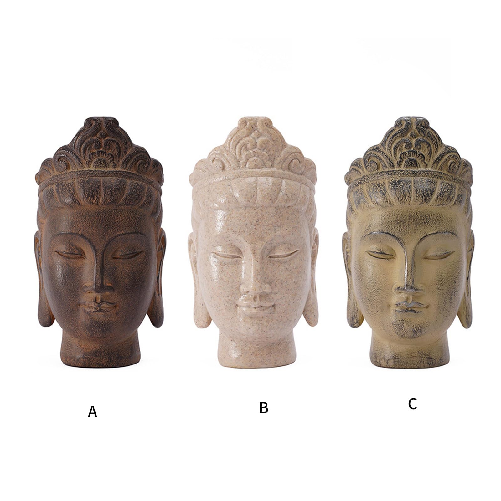 Estatua de cabeza de Buda de color piedra de resina para coleccionistas y entusiastas espirituales, escultura religiosa budista, regalo de budismo