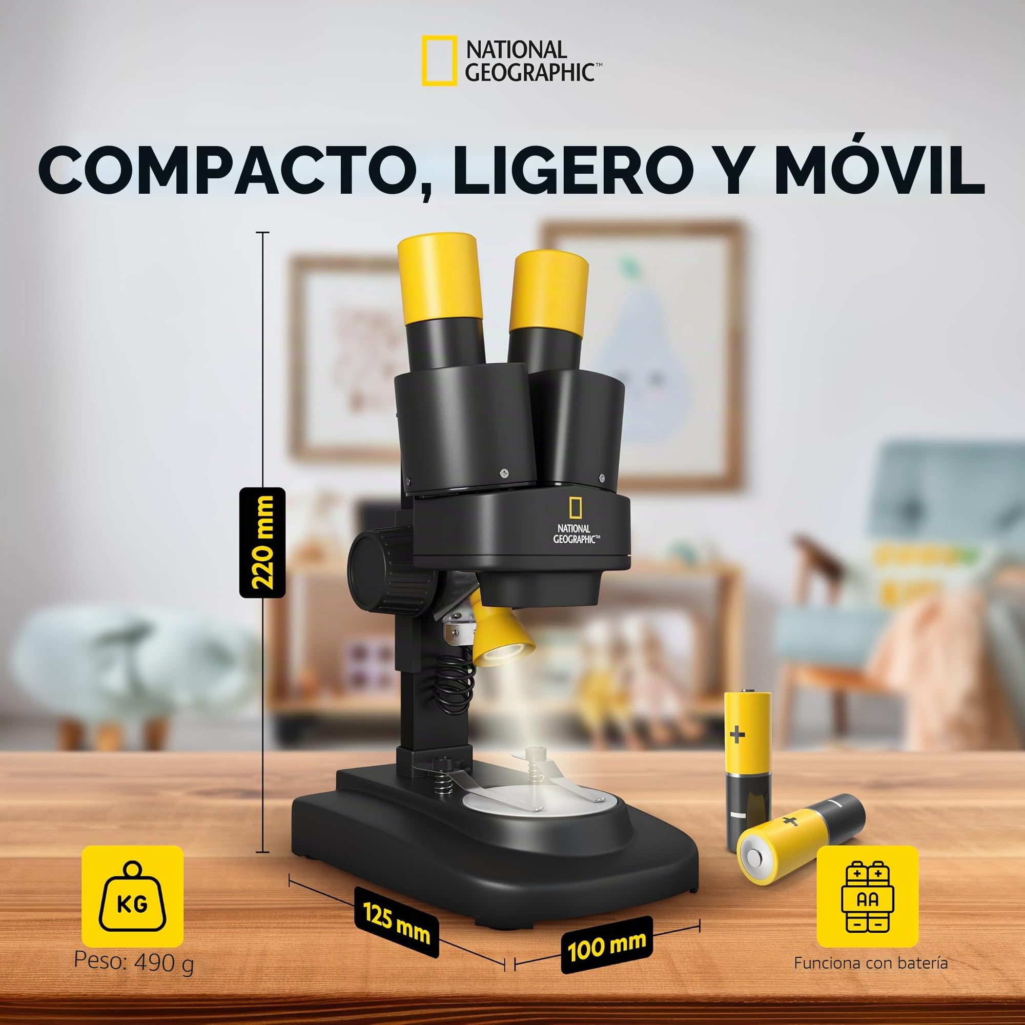 Bresser ​National Geographic 9119000 Microscopio Estéreo 20x, Negro