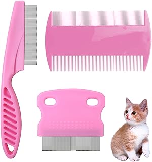 Nit Comb, 3Pcs Head Lice Comb, Metal Teeth Nit Combs for Long Thick Hair Double Sided Plastic Hair Comb Flea Lice Combs Lice Removal Combs Head Lice Treatment for Adults Kids Dogs(Pink)